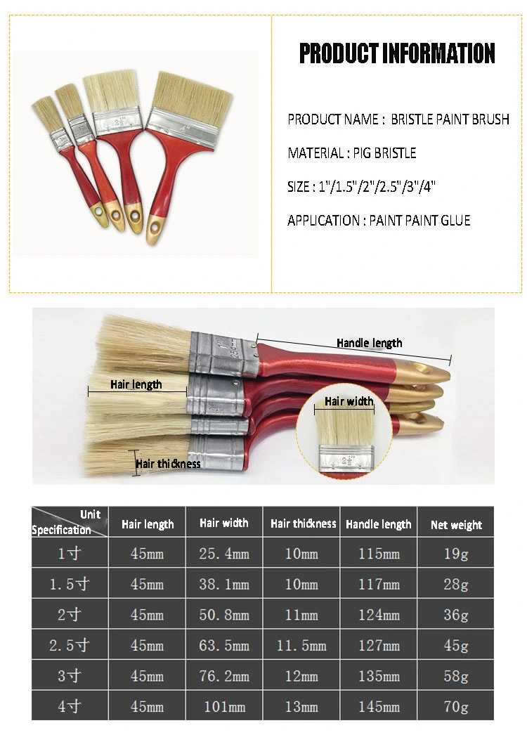 Wooden Handle White Bristle Blend Filament for Painting Manufacture Paint Brush